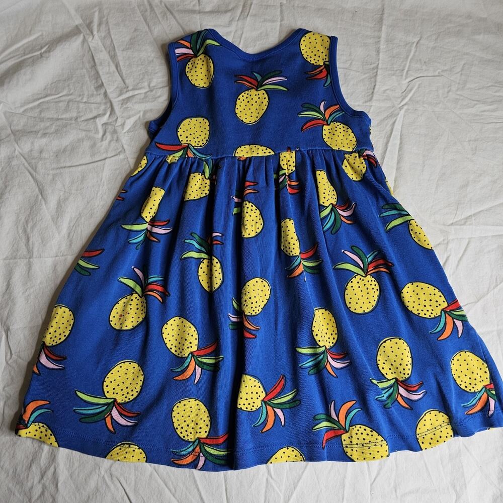 Hanna Andersson Dress size 4 Pineapple Tank Summer Blue Yellow Cotton - Picture 6 of 7